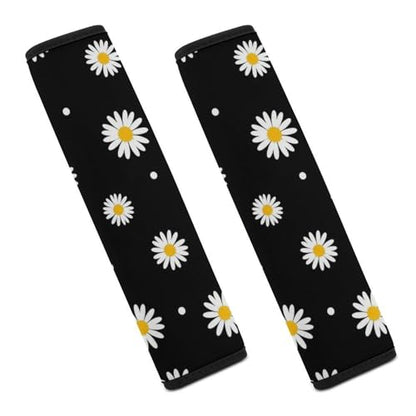 2 Pack Breathable Car Seat Belt Pad for Child, Stroller Pushchair High Chair, Floral Daisies Daisy Neck Strap Covers, Neck and Shoulder Support - color: Pattern 228
