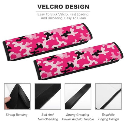 Universal Soft and Comfortable Camo Pink Camouflage Seat Belt Shoulder Pad for Girls and Boys, Most Cars, 2 Pack Seat Belt Covers Cushion Shock Absorption - color: Pattern 702