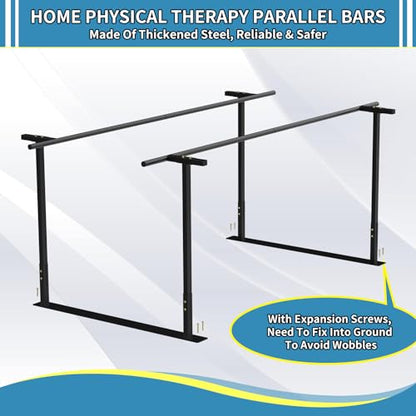 Physical therapy parallel bars, Walking assist bar for rehab & walking balance issues, Adjustable height & width (8FT) - size: 8FT