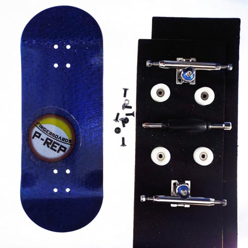 P-REP V2 Pro Performance Complete Wooden Fingerboard kit with Urethane Wheels and Bushings 34mm - Blue - color: Blue