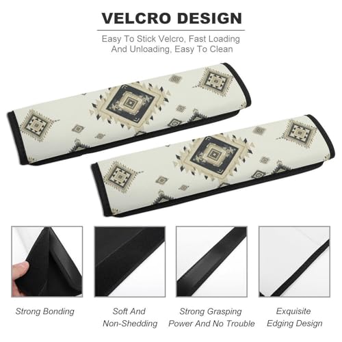 2 Pack Rustic Aztec Western Geometric Grey Car Seat Straps Shoulder Pads Breathable Shoulder Protector for Elderly Support, Most Cars, Pressure Relief - color: Pattern 577