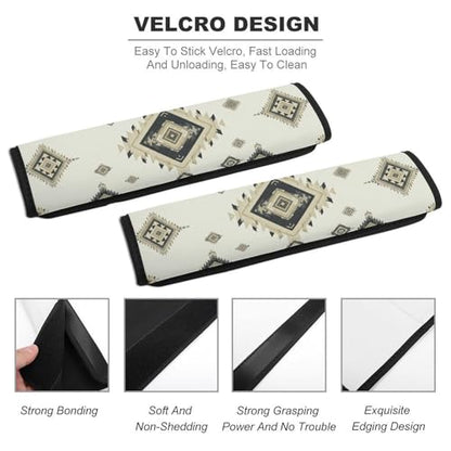 2 Pack Rustic Aztec Western Geometric Grey Car Seat Straps Shoulder Pads Breathable Shoulder Protector for Elderly Support, Most Cars, Pressure Relief - color: Pattern 577