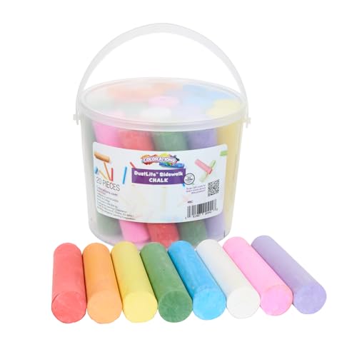 Colorations Jumbo Washable Sidewalk Chalk Set, 20 Pieces, 8 Assorted Colors | 4" x 1" Each, Non-Toxic, Outdoor Play for Kids, Ages 4+ - style: 20 Pieces
