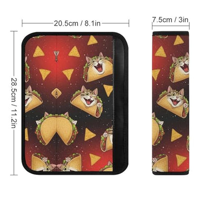 2PCS Universal Fit Car Seat Belt Pad for Kids, Most Cars, Funny Cat Food Taco Burrito Seat Belt Cushion, Shock Absorption - color: Pattern 310