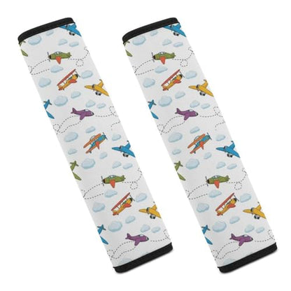 2 Pack Cute Aircraft Airplane Seat Belt Cover Universal Fit Shoulder Protector for Adults and Children, Most Cars, Comfortable Driving - color: Pattern 987
