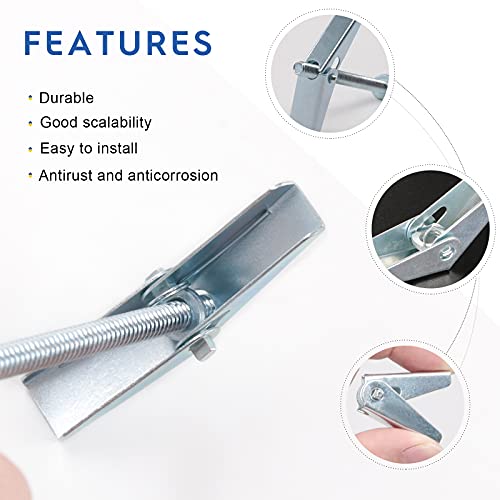 Glarks 30Pcs 3/16'' Zinc Plated Steel Round Head Toggle Bolt and Wing Nut for Hanging Heavy Items on Drywall - size: 3/16''