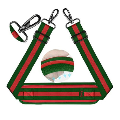 ZINZ 75" Shoulder Strap with Fixed Pad and Dual Balanced Buckles，Green-Red-Green Stripe - color: Green-red-green Stripe