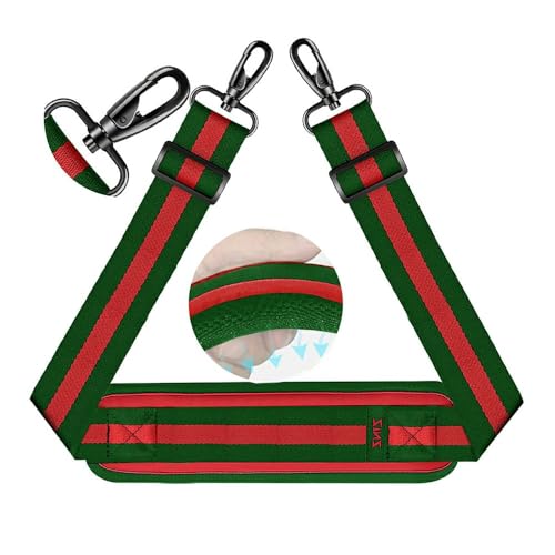 ZINZ 75" Shoulder Strap with Fixed Pad and Dual Balanced Buckles，Green-Red-Green Stripe - color: Green-red-green Stripe