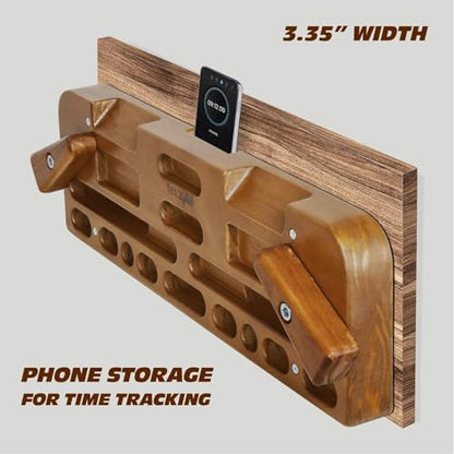 Yes4All Wooden Hang Board/Climbing Board for Doorway - Hand Strengthener Equipment for Training Finger, Grip and Pull Up - color: A. Espresso - Upgraded