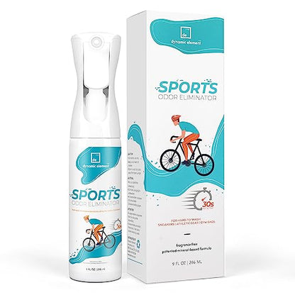Sports Gear Odor Eliminator Spray, Unscented, 9 fl oz | 30s Fast-Acting, Safe for Skin, No Perfumes, Mineral Formula, For Ice Hockey Pads, Helmets, Gloves, Shoes & Yoga Mats