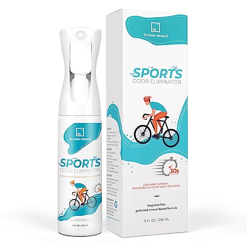 Sports Gear Odor Eliminator Spray, Unscented, 9 fl oz | 30s Fast-Acting, Safe for Skin, No Perfumes, Mineral Formula, For Ice Hockey Pads, Helmets, Gloves, Shoes & Yoga Mats