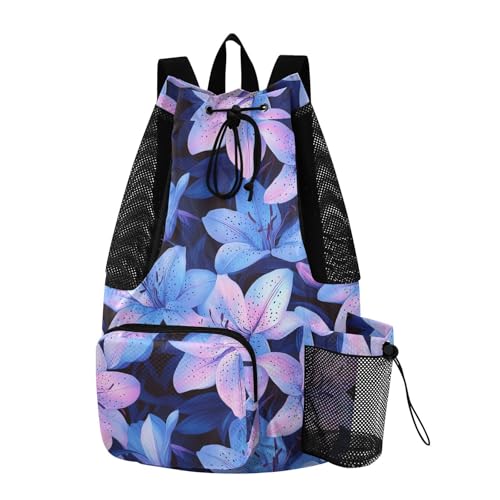 Drawstring Bags For Men Women Climbing Gym Bag With Inside Pockets Cinch Sacks Waterproof Lily Flowers Neon Color Luminous