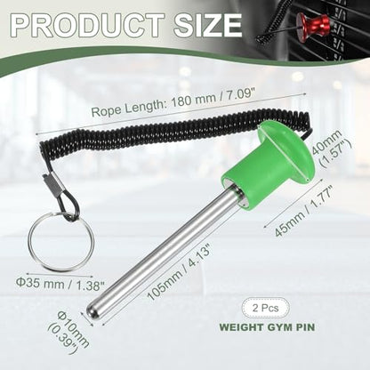 Gym Pin Weight Stack Pin Strength Training Lifting Equipment Replacement with Pull Rope Fitting for Home Gym - color: Green, size: 0.4 x 4.1 Inch