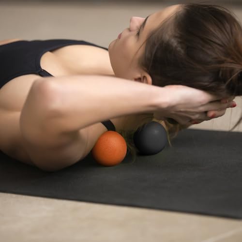2-Pack Firm Lacrosse Massage Balls (Orange&Black) | For Deep Tissue, Trigger Point & Myofascial Release Therapy, Relieve Muscle Knots - color: Orange&black