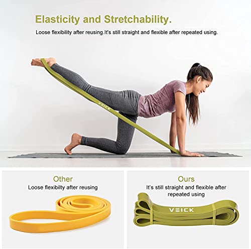 VEICK Pull Up Assist Resistance Bands for Home Gym | 100% Natural Latex, Non Slip Leather Texture, Space Saving, Versatile for Full Body Training, Home Gym - color: Green Set of 6