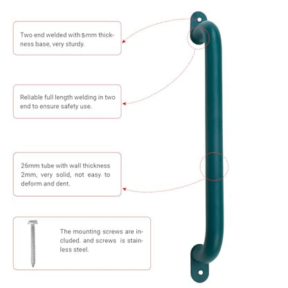 17 Inch Green Playground Handles Indoor Kids Monkey Bar Ladders 6Pcs | Heavy Duty Solid Metal, Non-Slip Matte Green Powder Coating, Comfy Secure Hand Grips for Playset Swing Set Climbing Frame - color: Green-6pack