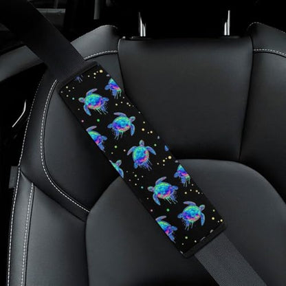 2 Pack Universal Soft and Comfortable Seat Belt Cover for Kids, Car Seats Pushchair Strollers High Chair Pushchair, Sea Turtles Blue Black Seat Belt Cushion - color: Pattern 1276