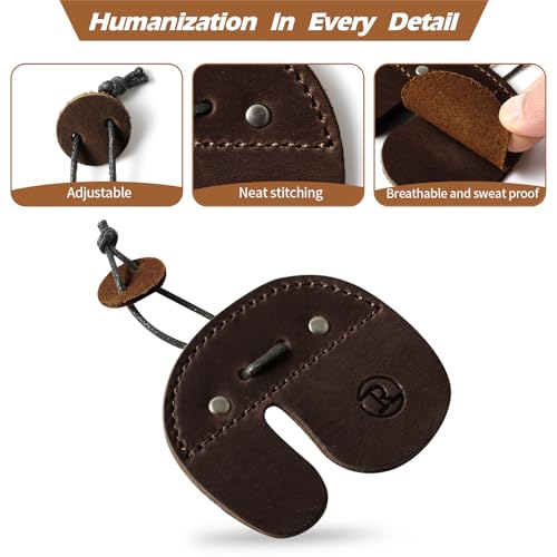 Ringsun Leather Archery Finger Tabs,Handmade Archery Finger Guard for Shooting Practice Gear, Recurve Bow Fingers Tab - color: Red Brown