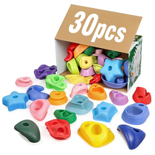 TOPNEW 30PCS Random Rock Climbing Holds Blind Box with Hardware, Non-Slip Climbing Rocks for Kids & Adults, Ideal Gift for Indoor Outdoor Climbing Wall - style: 30 Pcs-Random Color