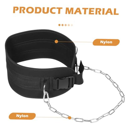 Weightlifting Dipping Belt with Thick Chain and Buckle for Upper Body Strength Training Elastic Waist Support Fitness Supply for Running Hiking Climbing Yoga and Leisure Walks