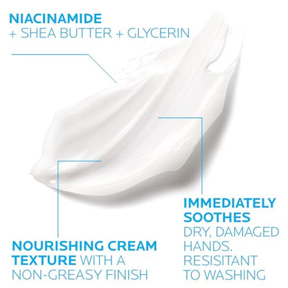 La Roche-Posay Cicaplast Hand Cream, Instant Relief Moisturizing Hand Lotion for Dry Hands, Shea Butter Lotion for Dry Cracked Hands, Non Greasy, Fragrance Free - size: 1.69 Fl Oz (Pack of 1)