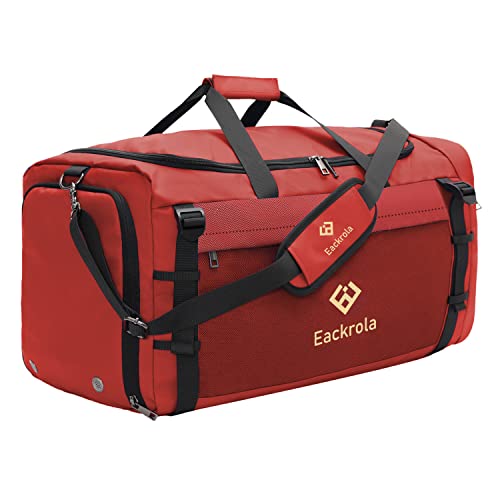 Large Sports Gym Bag, Travel Duffel bag with Wet Pocket & Shoes Compartment for men women, 65L, Lightweight - color: Red, size: 65L
