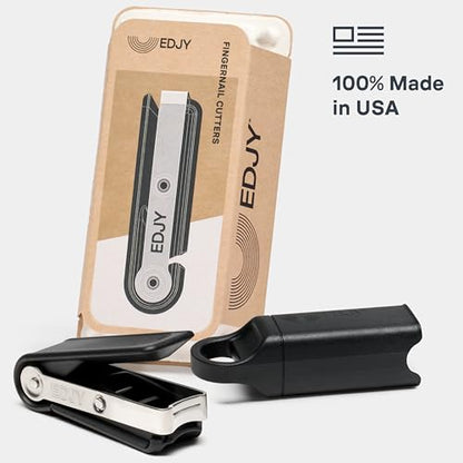 EDJY Fingernail Cutter - Precision Stainless Steel Nail Cutter for Fingernails | Sharp Blade, Ergonomic Design, Durable & Rust-Resistant | Ideal for Men and Women | Black - color: Black