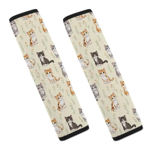 2 Piece Breathable Seat Belt Shoulder Pad for Elderly Support, All Vehicles, Cute Kitten Cat Shoulder Protector, Neck and Shoulder Support - color: Pattern 384
