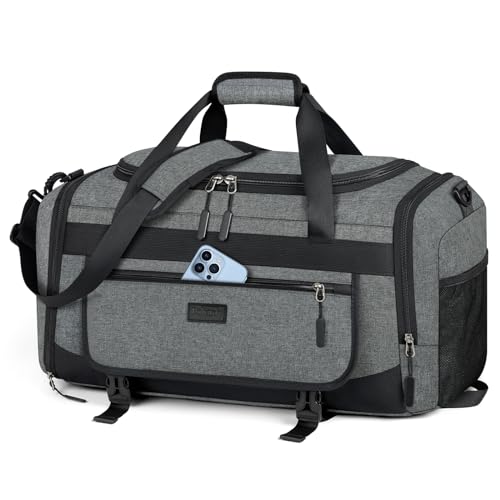 IGOLUMON Gym Bag for Men 40L Sports Duffel Bags Gym Duffle Bag Women with Shoe Compartment & Wet Pocket Water Resistant Travel Duffel Bag Lightweight Weekender Overnight Bag Gray - color: Grey, size: 40L