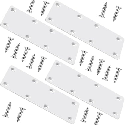 White Mending Plate 4 Pcs Stainless Steel Flat Brackets, 5.5 Inch x 2 Inch Heavy Duty Straight Brace Repair Fixing Joining Brackets for Wood Furniture Fence with Screws - size: Straight/ 5.5inch*2inch 4Pack
