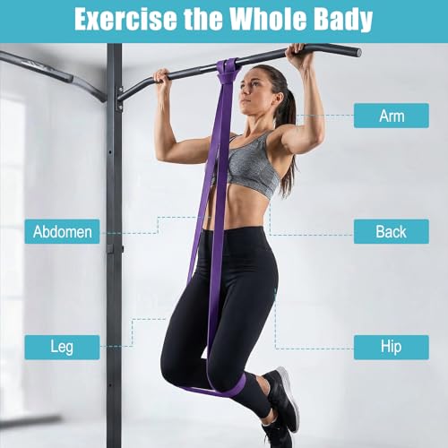 4 Pcs Resistance Bands Pull Up Bands Set, TPE Exercise Band for Working Out Muscle Training and Physical Therapy with Carry Bag, Yellow Red Black Purple for Men and Women