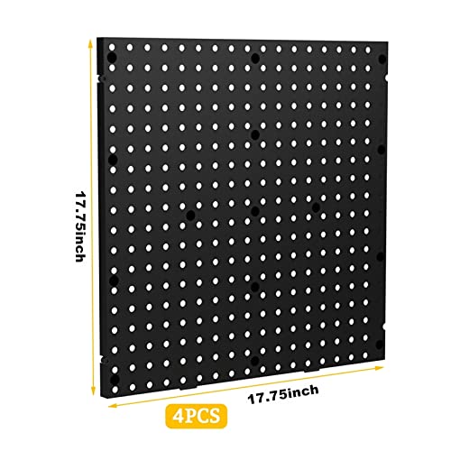 Pegboard Smith 17.75"x17.75" Black Plastic Pegboard Panels, Garage Tool Organization Peg Board, Set of 4