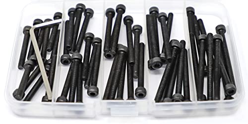 iexcell 50 Pcs M4 x 30/35/40/45/50 Alloy Steel 12.9 Grade Hex Socket Head Cap Screws Bolts Assortment Kit, Black Oxide Finish - size: M4 x 30/35/40/45/50mm