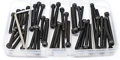 iexcell 50 Pcs M4 x 30/35/40/45/50 Alloy Steel 12.9 Grade Hex Socket Head Cap Screws Bolts Assortment Kit, Black Oxide Finish - size: M4 x 30/35/40/45/50mm