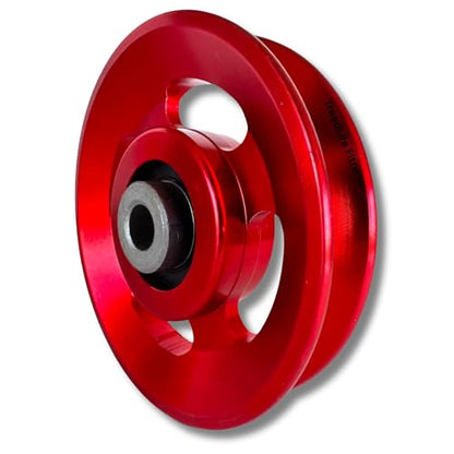 TreadLife Fitness Universal Pulley Wheel w/Gym Grade Bearings | Replacement for Cable Pulley System Gym | Heavy Duty Cable Machine Attachment | 3.5" or 4.5" - color: 4.5" Red