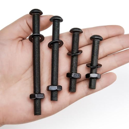 688Pcs M4 M5 M6 M8 Screw and Bolt Assortment Set 12.9 Grade Alloy Steel Metric Fastener Set Machine Screw and Nut Set Hex Screws Nuts Washers Kit(Black) - color: X14-large-688 M4 M5 M6 M8 Button Head(Black)