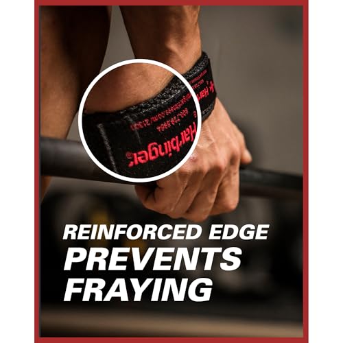 Harbinger Padded Cotton Lifting Straps with NeoTek Cushioned Wrist, 21.5 Inch Length, 1.5 Inch Width, Pair, Weightlifting Wrist Straps for Deadlifts and Strength Training - color: Black