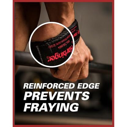 Harbinger Padded Cotton Lifting Straps with NeoTek Cushioned Wrist, 21.5 Inch Length, 1.5 Inch Width, Pair, Weightlifting Wrist Straps for Deadlifts and Strength Training - color: Black