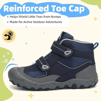 Mishansha Kids Water Resistant Hiking Boots, Boys Girls Anti Collision Anti-Skid Athletic Outdoor Adventure Trekking Shoes - color: Blue/Dark Blue/Gray, size: 11 Little Kid
