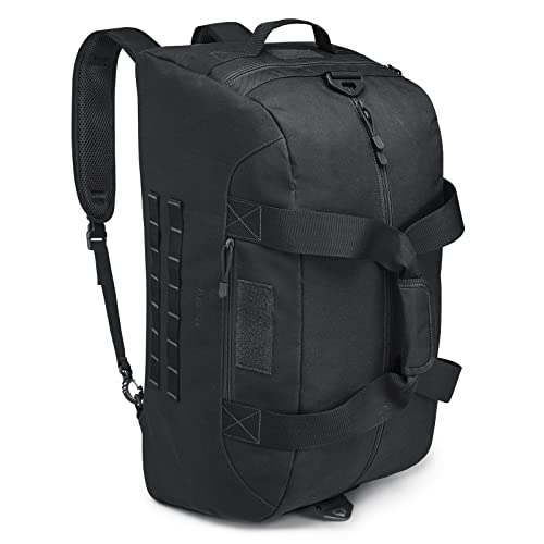 G4Free 70L Large Tactical Duffle Bag Men Sports Gym Backpack with Shoes Compartment Military MOLLE Duffel Backpack ( Black) | with Shoes Compartment Military MOLLE Duffel Backpack, Black - color: Black
