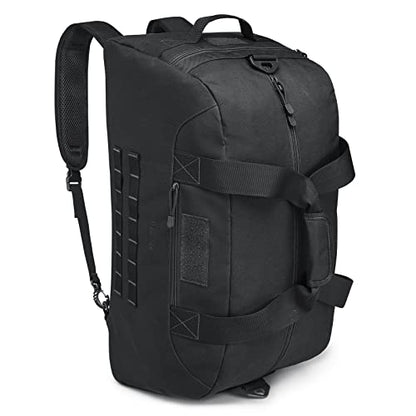 G4Free 70L Large Tactical Duffle Bag Men Sports Gym Backpack with Shoes Compartment Military MOLLE Duffel Backpack ( Black) | with Shoes Compartment Military MOLLE Duffel Backpack, Black - color: Black