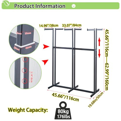 Floor Standing Metal Garment Rack - Heavy Retail Display Racks With Wheels, 6 Arms Clothing Rack, Square Tubing Portable Shirt Racks, Merchandise Display For Hanging Clothes (Gold) - color: Gold