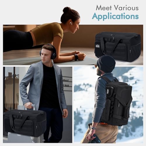 Tactical Gym Bag for Men 40L Sports Duffel Bags 3 in 1 Travel Duffel Bag with Shoe Compartment Waterproof Workout Backpack Carry On Bag for Overnight Weekender Travel Black - style: 40l-black