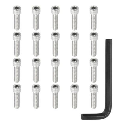 PATIKIL 1-1/4"-18 x 1-1/4" Socket Head Screws Cap Bolt, 10Pcs 304 Stainless Steel Hexagon Socket Screws with Hex Wrenches Full Thread for Road Bicycle Mountain Bike Auto, Silver/Black - color: Silver/Black, size: 1-1/4"-18 x 1-1/4"