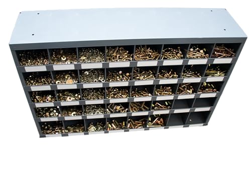 2510 Piece Grade 8 USS Coarse Thread Bolt (Hex Head Cap Screw), Nut, and Washer Assortment with 40 Hole Bin