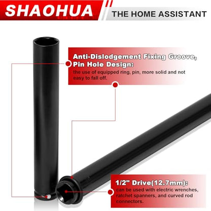 9/16"(14mm) Nut Driver 6" 8" 12", Deep Nut Runner Hollow Socket w/ 1/4" Hex Shank Adapter, 1/2" Drive 9/16 Socket for Ceiling Long Threaded Rod Bolts/Ductwork, 3 Length for Overhead Fastening - size: E. 9/16(14mm) 6" 8" 12"