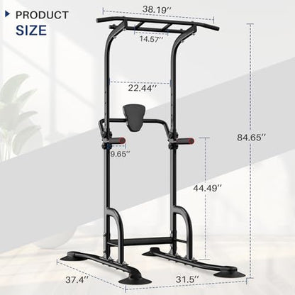 BangTong&Li Power Tower, Pull Up Bar Dip Station/Stand for Home Gym Strength Training Workout Equipment - color: Black-02