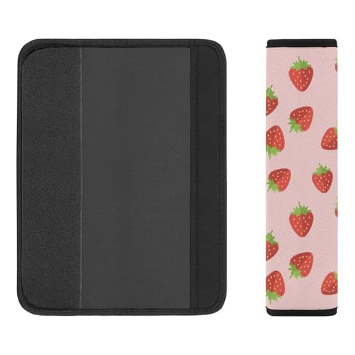 2 Piece Pink Cartoon Strawberry Car Seat Straps Shoulder Pads Universal Fit Automotive Seat Belt Protector for Kids, Car Seats Pushchair Strollers High Chair Pushchair - color: Pattern 831