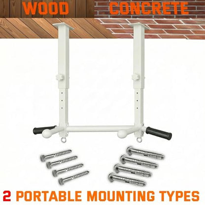 Ceiling Mount Pull Up Bar for Garage/Basement/Rafter - Heavy Duty 800LBS Adjustable Height Multi-Grip Chin Up Bar,Ceiling Joist/Beam - color: White
