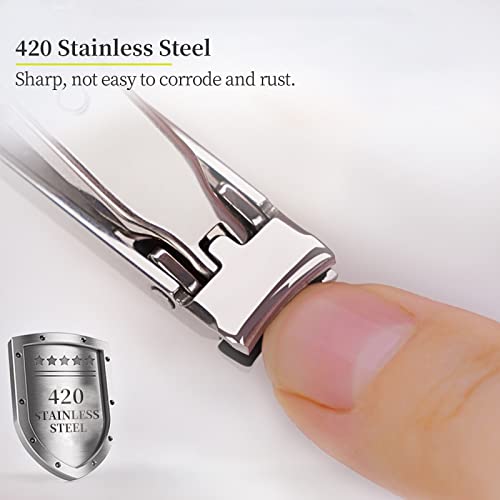 munkees Ultra-Thin Nail Clippers Keychain, Mini Foldable Nail Cutter with Key Ring, Small Portable Stainless Steel Pocket Manicure Set for Travel, Camping, & Outdoors (1-Pack)